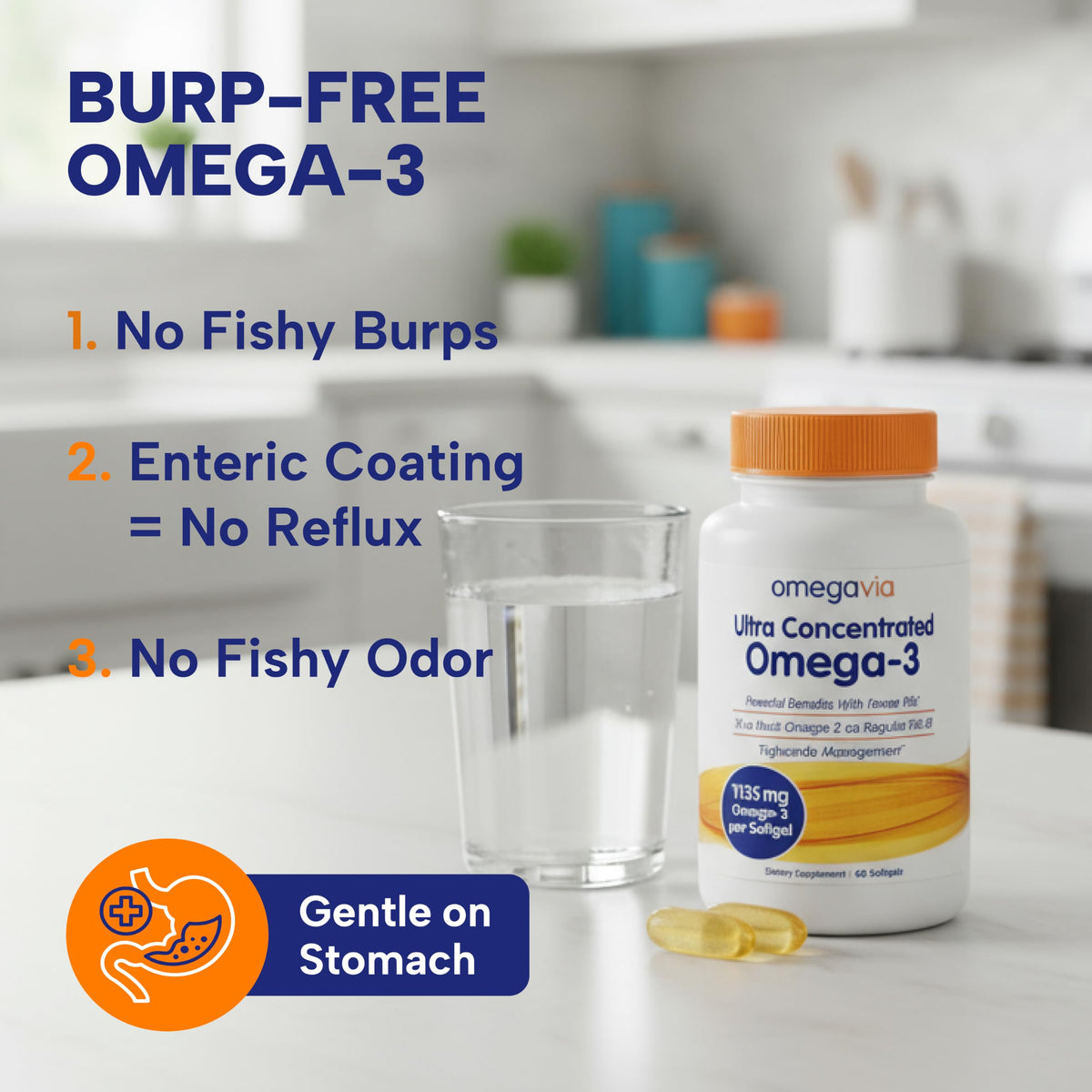 OmegaVia Huile de Poisson Omega 3 Ultra Concentrée 1135 mg détails étiquetage