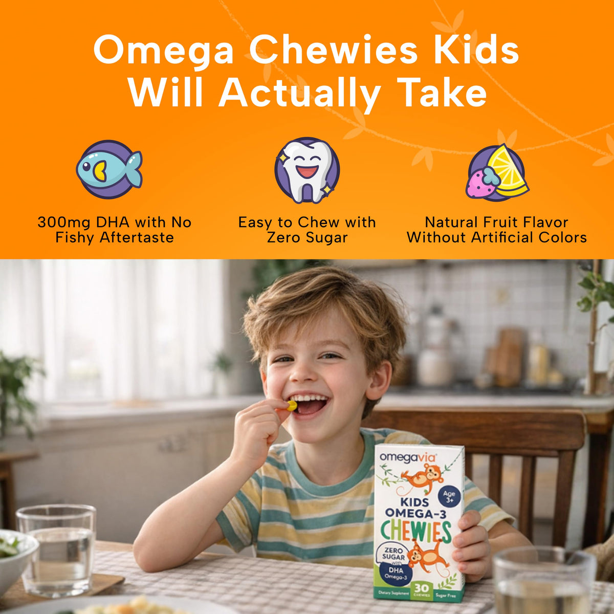 OmegaVia Omega 3 Chewies goût fraise-citron