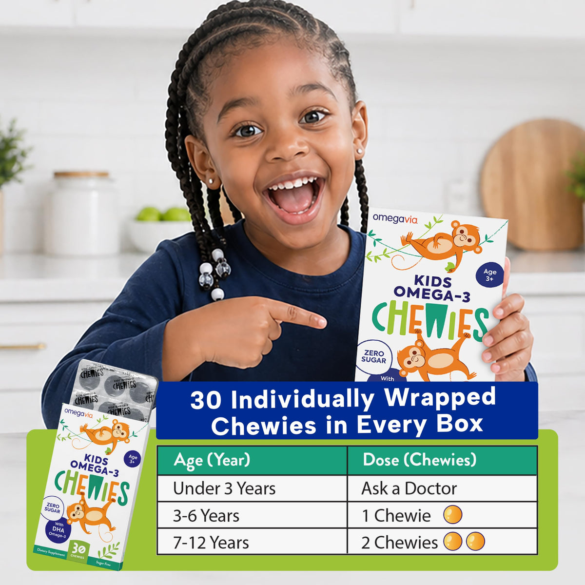 OmegaVia Omega 3 Chewies ingrédients et étiquetage