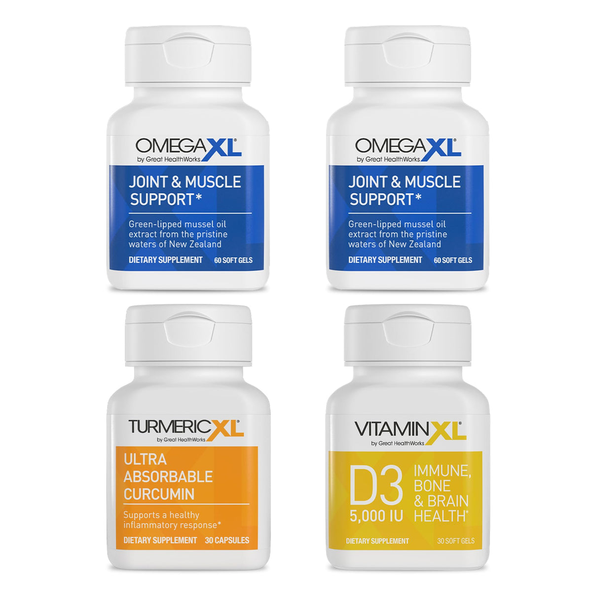 OmegaXL Bundle avec Omega-3 et Vitamine D3 en capsules