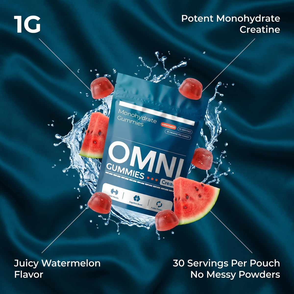 Omni Gummies de Créatine pastèque, en main