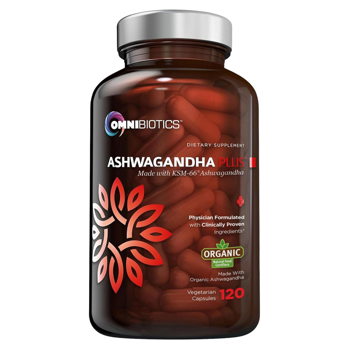 OmniBiotics Ashwagandha 1300mg 120 capsules végétales vue de face