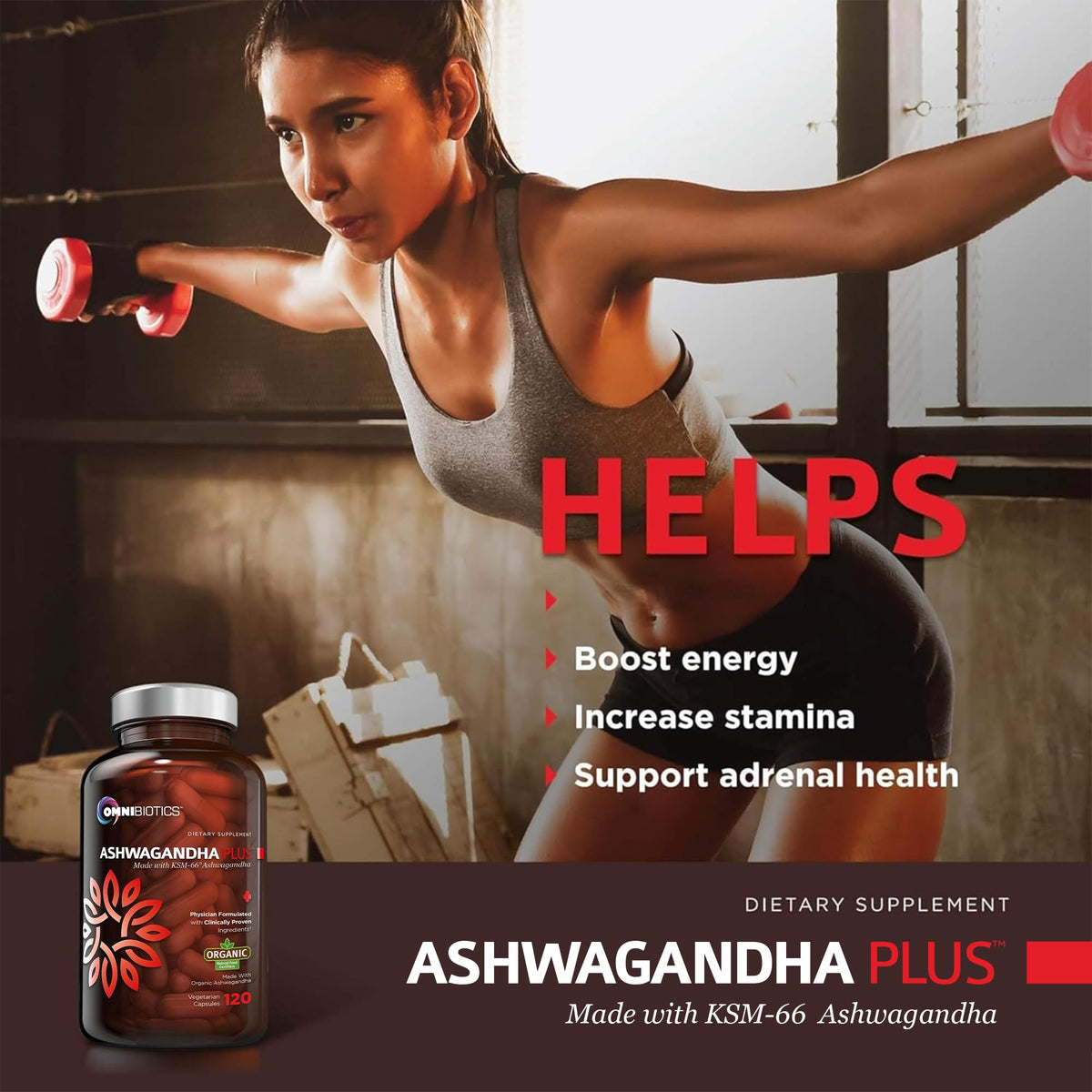 OmniBiotics Ashwagandha 1300mg avec ingrédients naturels