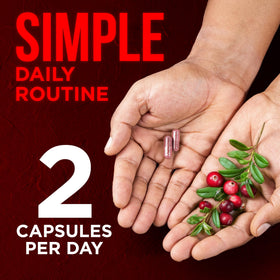 OmniBiotics canneberge bio capsules avec un verre d'eau