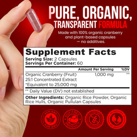 OmniBiotics canneberge bio ingrédients naturels sur fond blanc