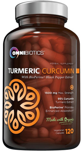 OmniBiotics Complément Alimentaire Curcuma Bio 1500mg 120 Capsules Végétales - vue de face