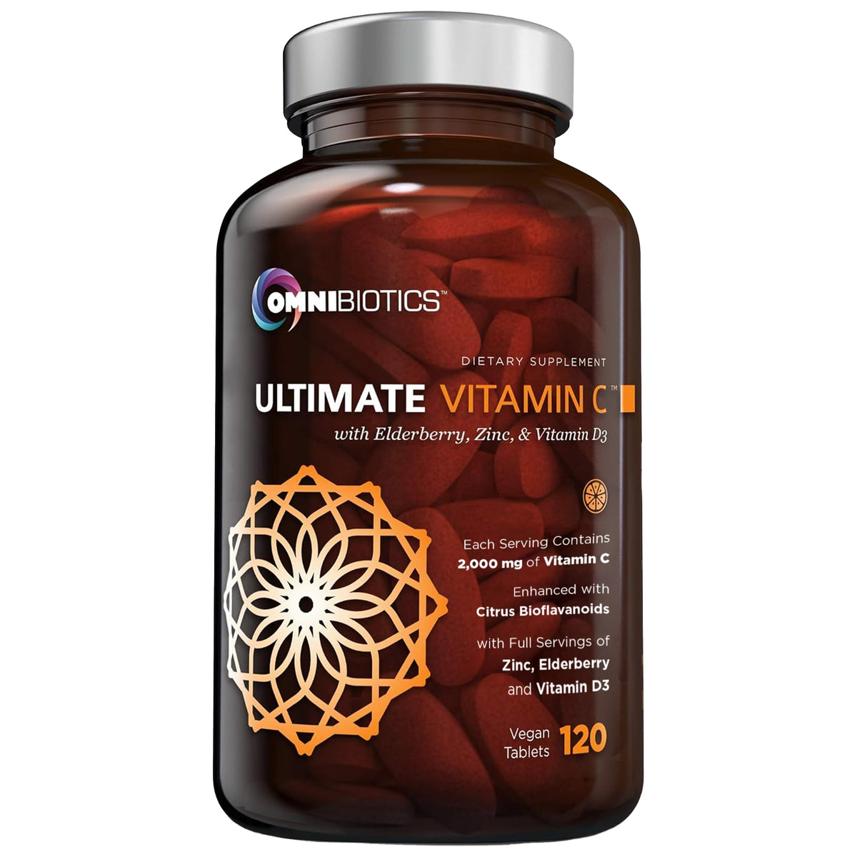 OmniBiotics Complément Alimentaire Vitamine C 2000mg 120 Comprimés Végétaliens vue de face