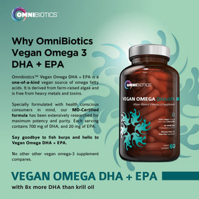 OmniBiotics emballage sur une table avec des plantes