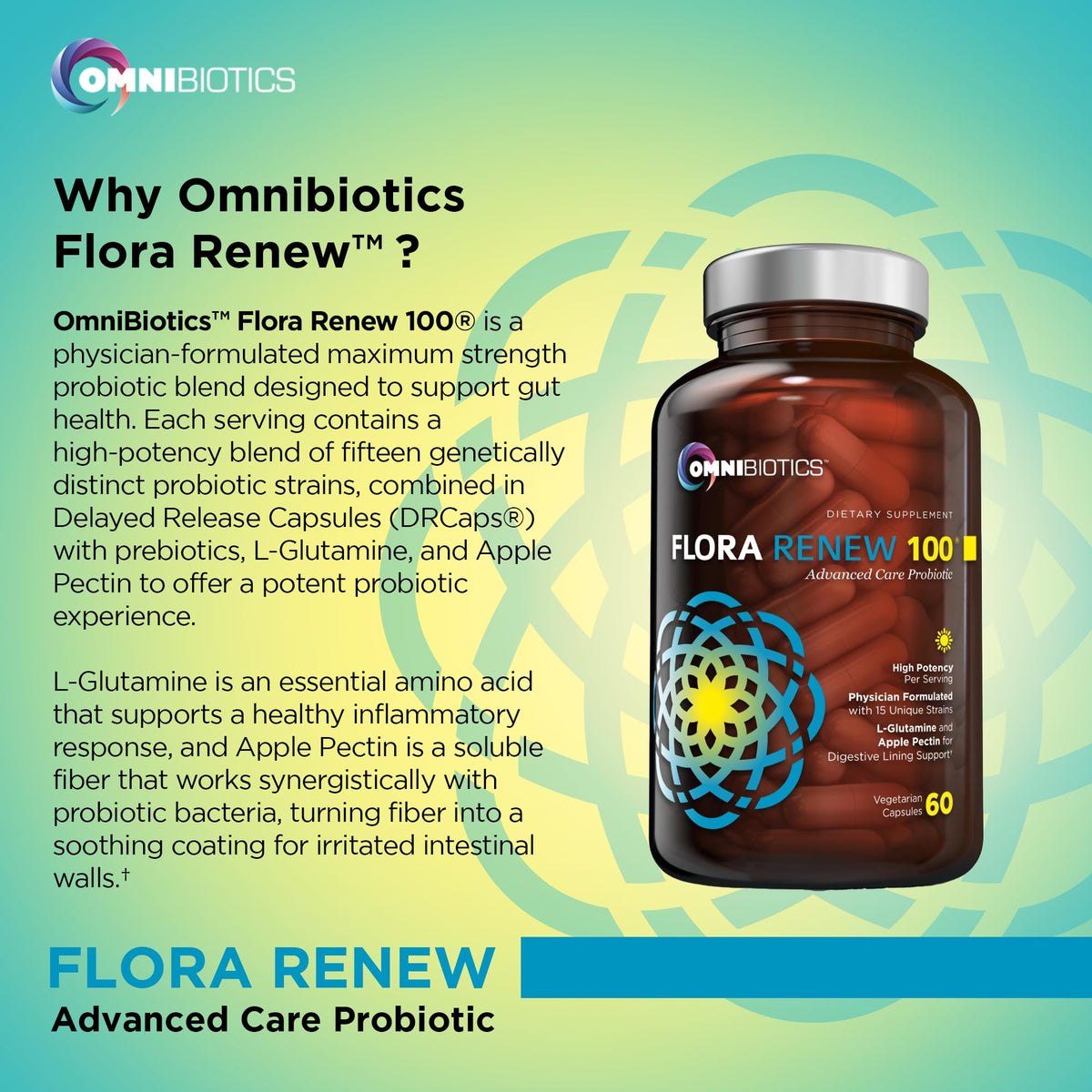 OmniBiotics Flora Renew 100 capsules avec verre d'eau