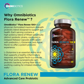 OmniBiotics Flora Renew 100 capsules avec verre d'eau