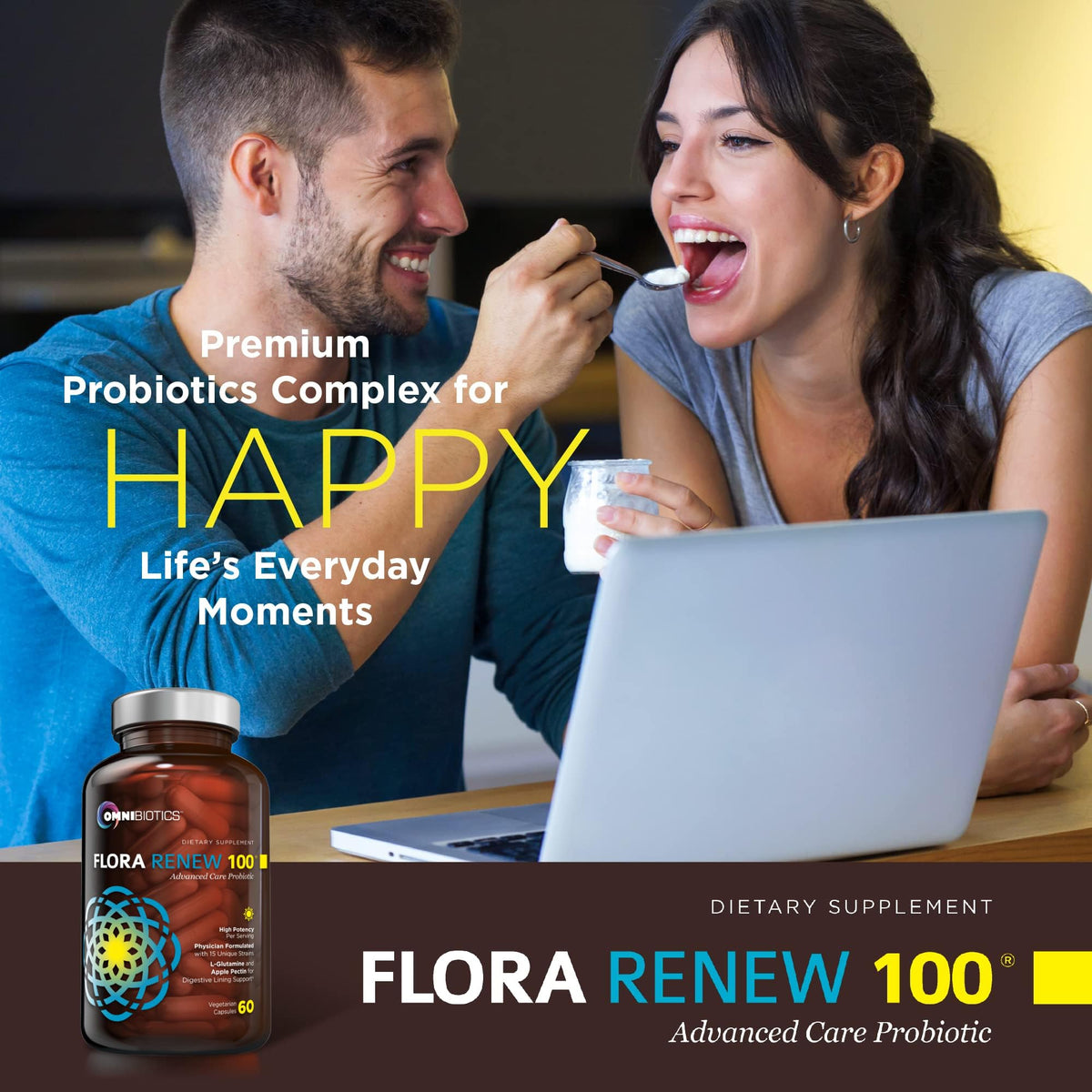 OmniBiotics Flora Renew 100 capsules sur fond blanc