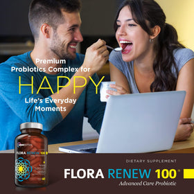OmniBiotics Flora Renew 100 capsules sur fond blanc