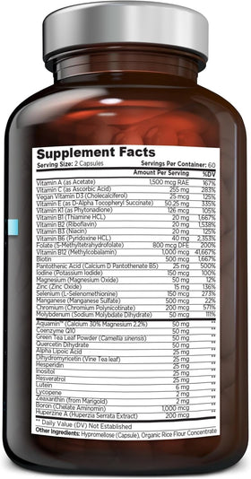 OmniBiotics Multivitamines Quotidiennes 120 Capsules Végétales - vue arrière