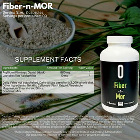 Omnitrition Fiber-N-Mor flacon ouvert avec capsules