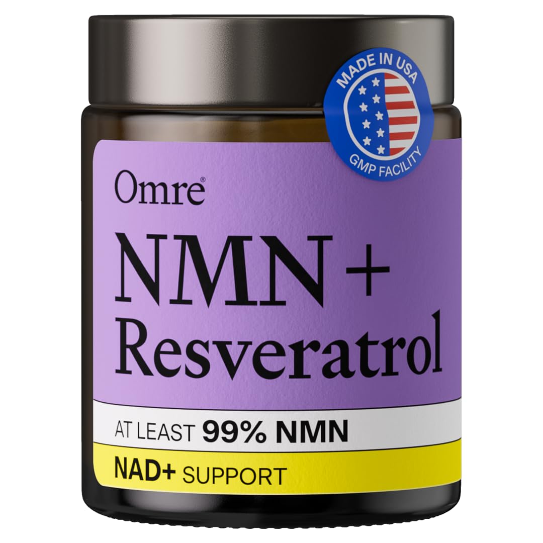 OMRE NMN + Resvératrol 500mg complément alimentaire 60 capsules vue de face