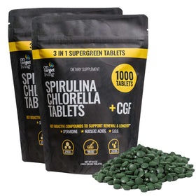 On Target Living Spirulina Chlorella + CGF 2000 tablettes, vue avant