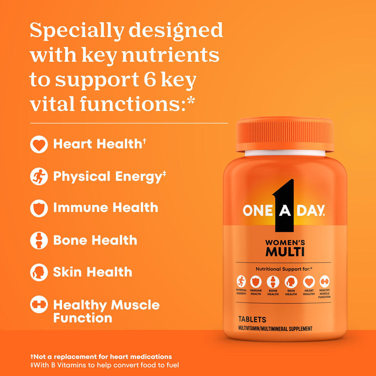 ONE A DAY Multivitamines Femmes, comprimé sur une table