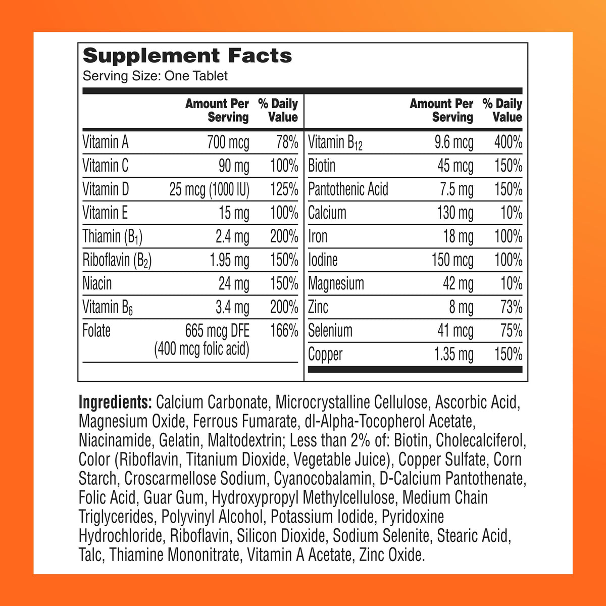 ONE A DAY Multivitamines Femmes, prise quotidienne avec un verre d'eau