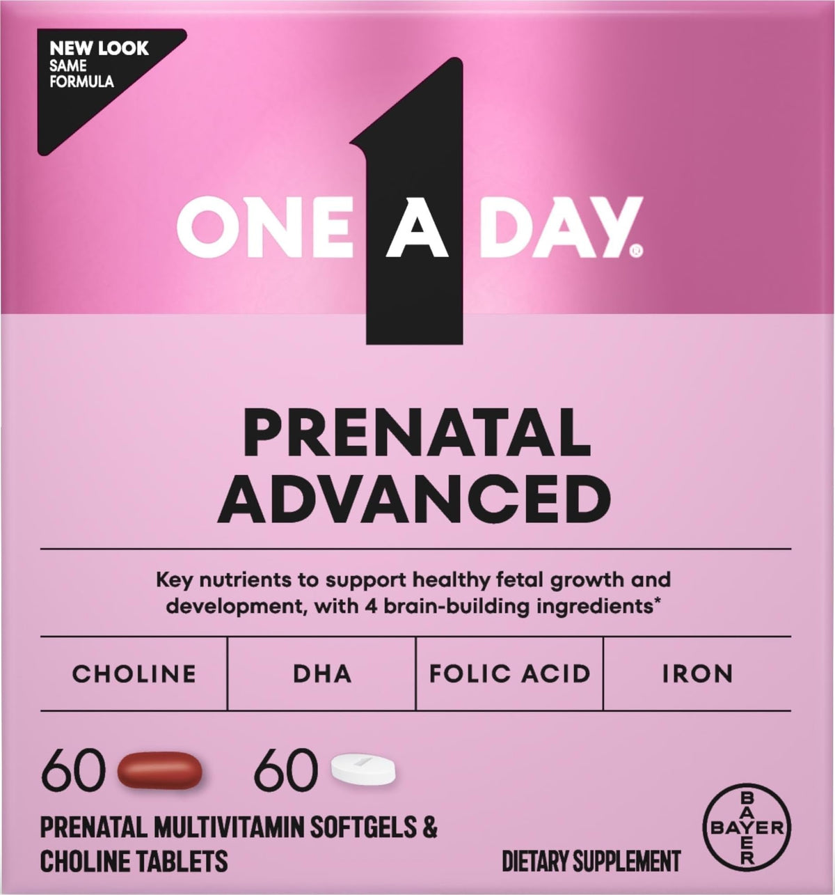 ONE A DAY Vitamines Prénatales Avancées 120 comprimés, vue de face