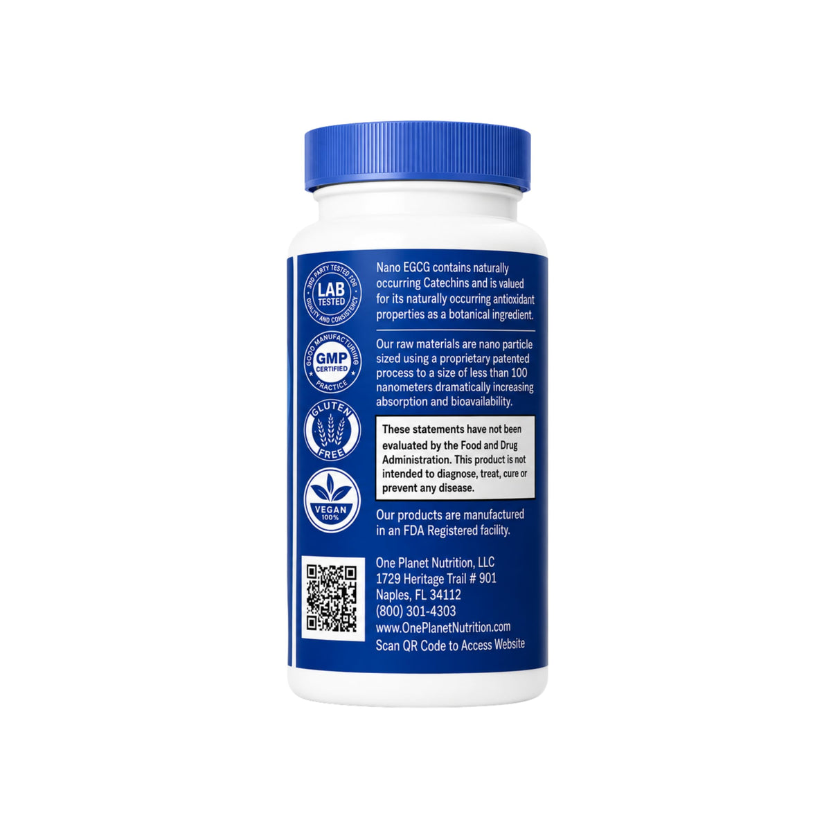 One Planet Nutrition Nano EGCG Capsules 250 mg gélules dans un bol