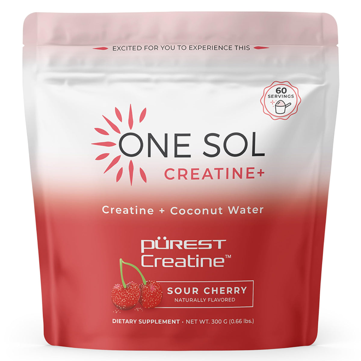 One Sol Créatine Femme Cerise Acide 308g vue avant
