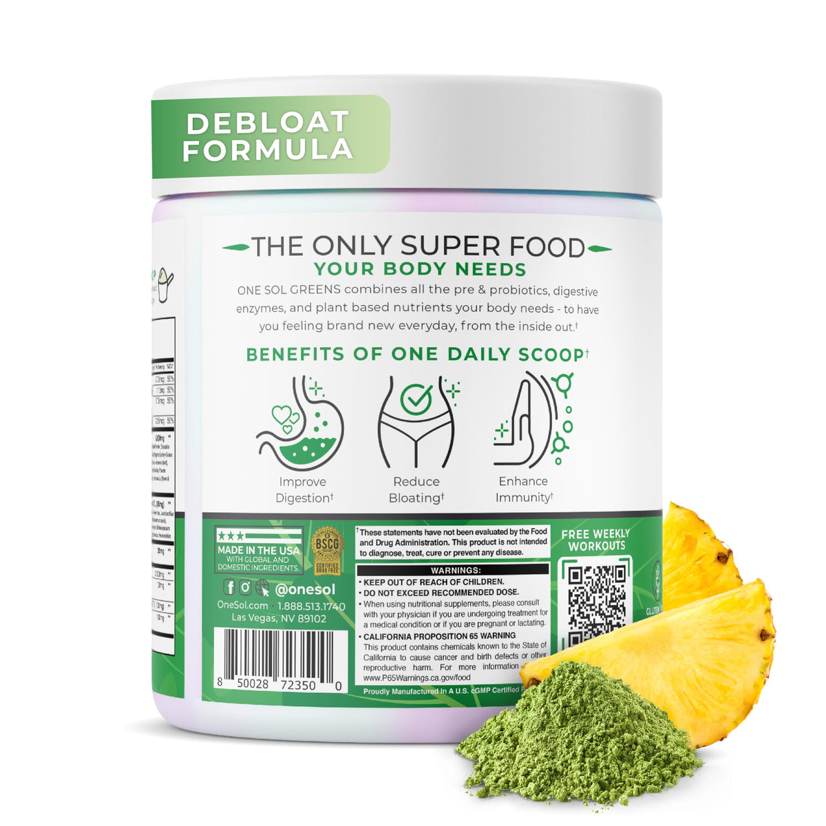 One Sol Poudre Super Greens 340g en utilisation quotidienne