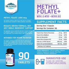 One support Methyl Folate 5-MTHF 90 capsules étiquette