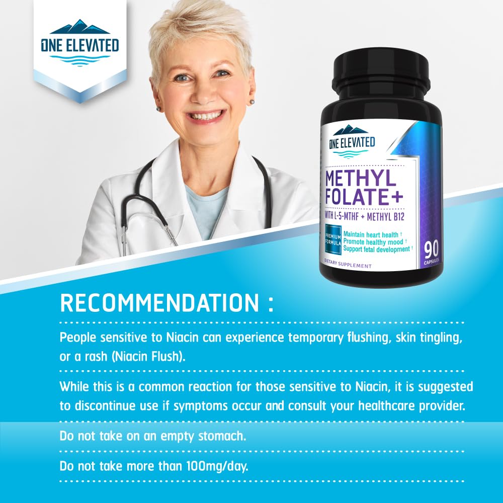 One support Methyl Folate 5-MTHF 90 capsules sur une table