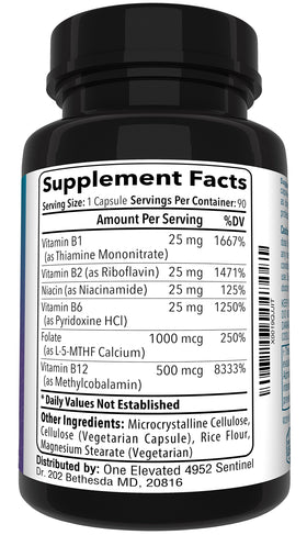 One support Methyl Folate 5-MTHF 90 capsules vue arrière