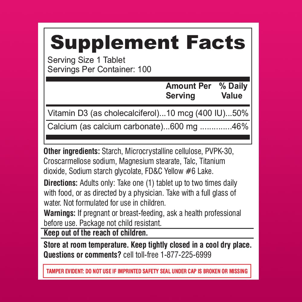 ONE VITE Calcium + D3 600mg 100 comprimés sur une table