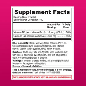 ONE VITE Calcium + D3 600mg 100 comprimés sur une table