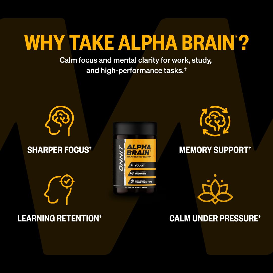ONNIT Alpha Brain emballage et étiquette surfond blanc