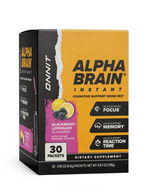 ONNIT Alpha Brain Instant sachets avec ingrédients affichés