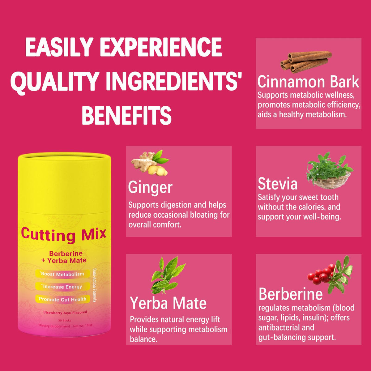 OOMMGGOO Mélange à Boire sachet individuel Saveur Fraise Açaï