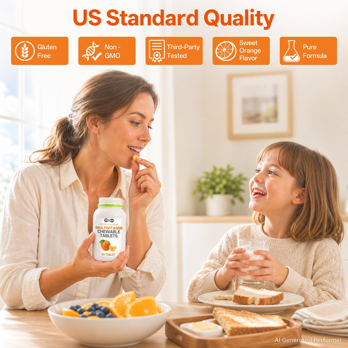 Oopeatol multivitamines 6-en-1 affichées sur surface plate