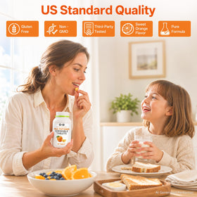 Oopeatol multivitamines 6-en-1 affichées sur surface plate
