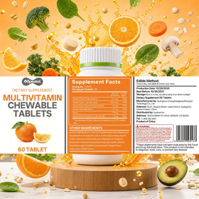 Oopeatol multivitamines 6-en-1 comprimés orange en gros plan