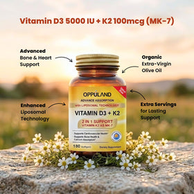 oppuland D3 + K2 5000 IU gélules 180 unités emballage