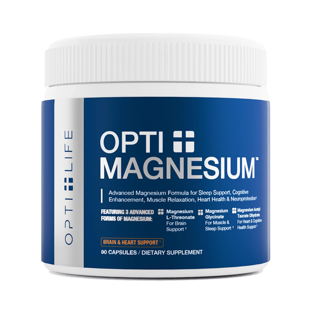 Opti + Life Complément Alimentaire Magnésium Triple Complexe 90 Capsules vue de face