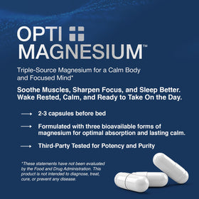 Opti + Life Complément Alimentaire Magnésium Triple Complexe 90 Capsules vue arrière