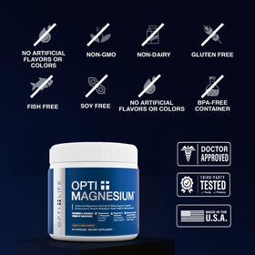 Opti + Life Complément Alimentaire Magnésium Triple Complexe 90 Capsules sur fond blanc