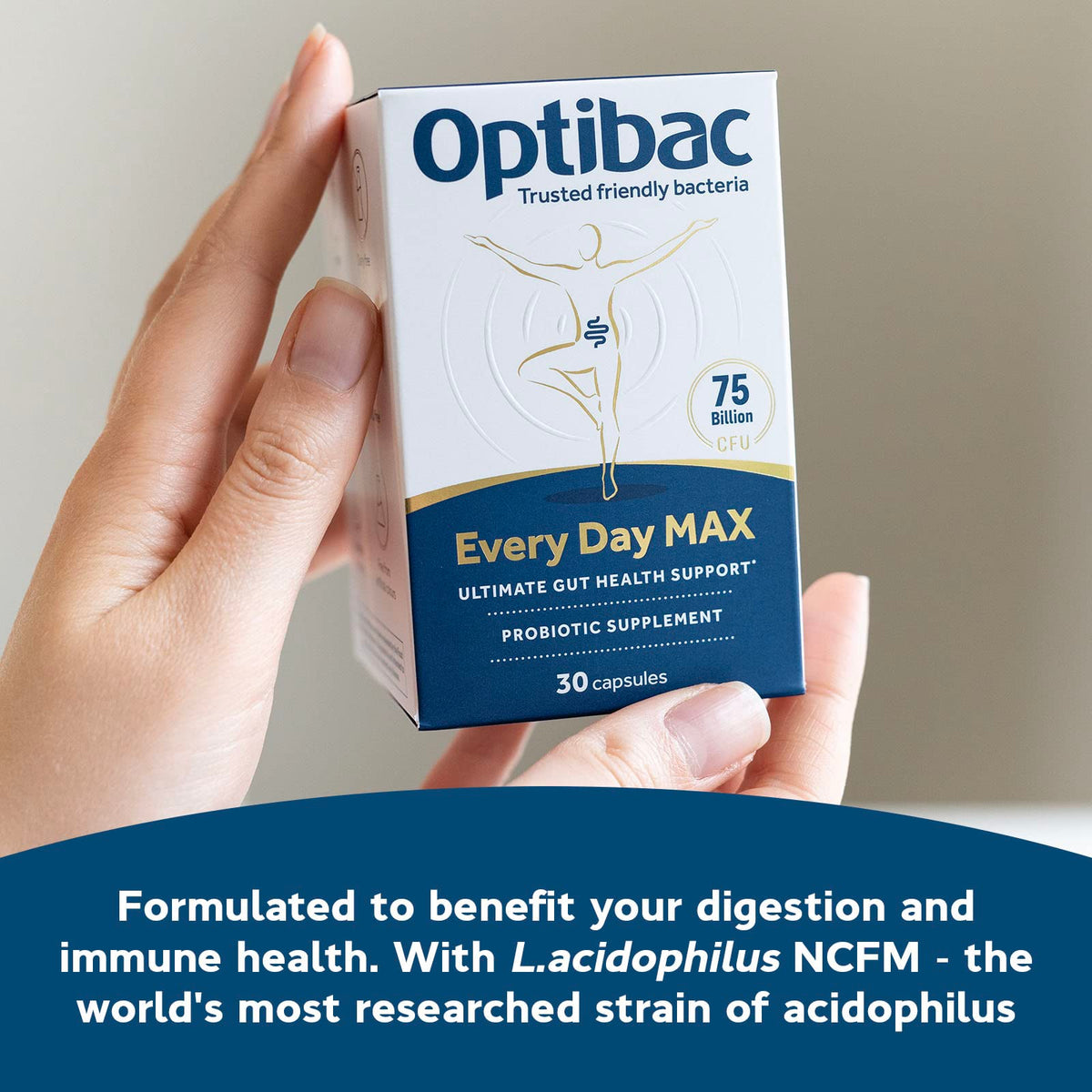 Optibac Probiotics Every Day MAX capsules sur une table