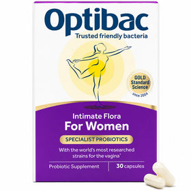 Optibac Probiotics Femme capsules sur un fond blanc