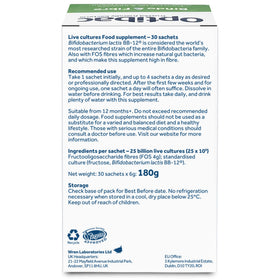 Optibac Probiotics Poudre avec ingrédients affichés