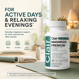 Optifusion Clair Magnésio Premium, 90 capsules sur table