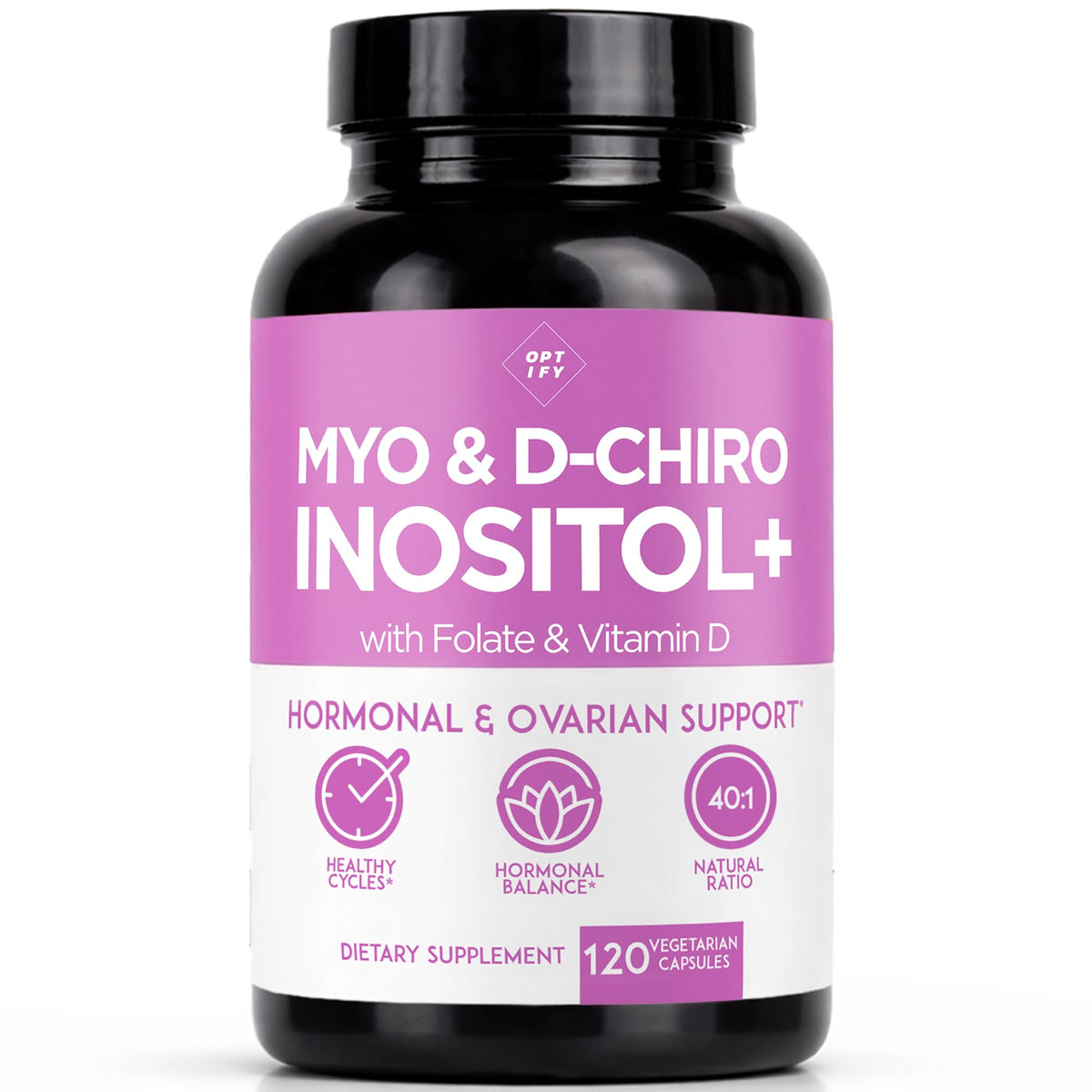 Optify Myo-Inositol & D-Chiro Inositol 120 capsules vue de face