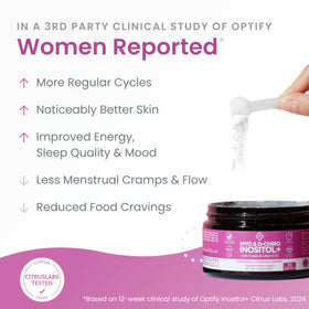 Optify Myo-Inositol & D-Chiro Inositol 70g en poudre dans un verre