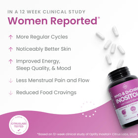 Optify Myo-Inositol & D-Chiro Inositol capsules in a bowl