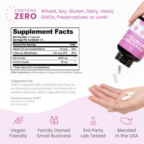 Optify Myo-Inositol & D-Chiro Inositol capsules with measuring spoon