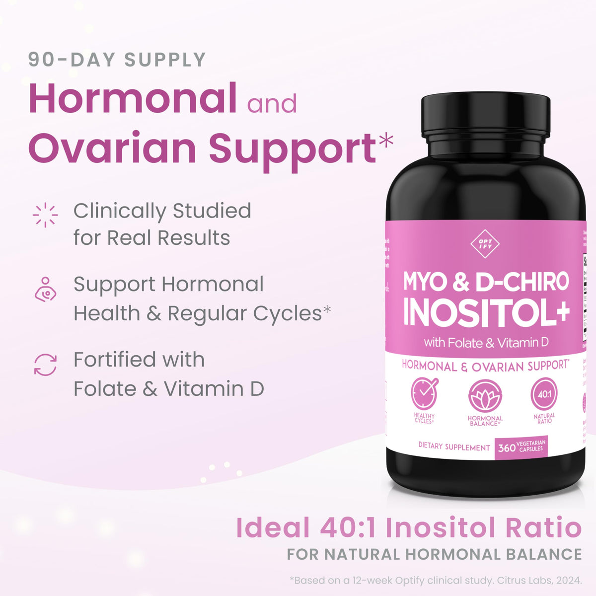 Optify Myo-Inositol & D-Chiro Inositol side view with label